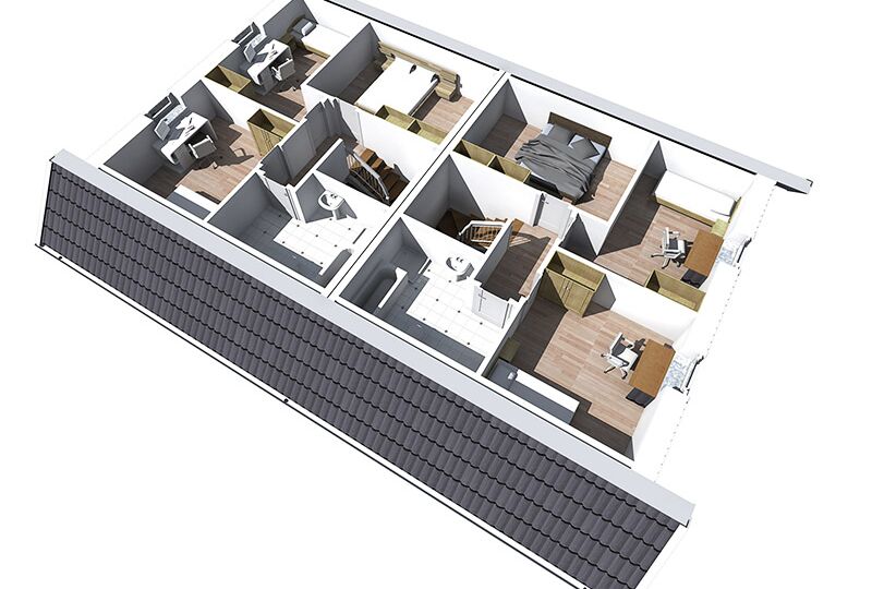 Schwedenhaus Doppelhaus Obergeschoss Ausstattung