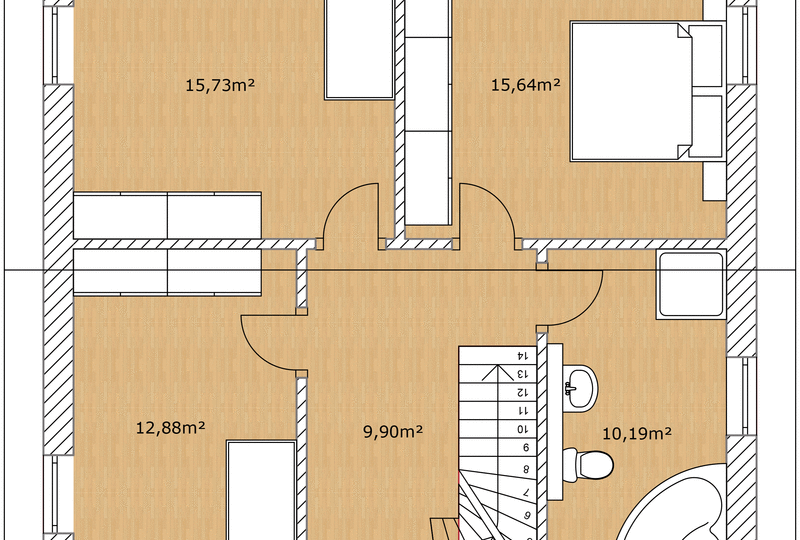 Berg Schwedenhaus Stadtvilla Obergeschoss Grundriss