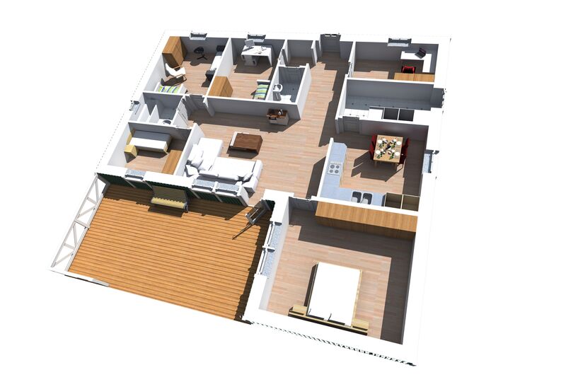 Schwedenhaus Älmhult 120 3D Innenansicht