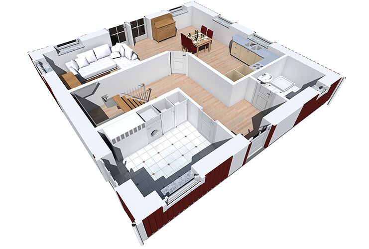 Berg Schwedenhaus Stadtvilla Erdgeschoss Innenansicht