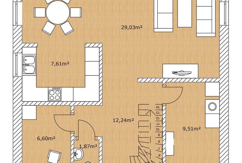 Berg Schwedenhaus Stadtvilla Erdgeschoss Grundriss